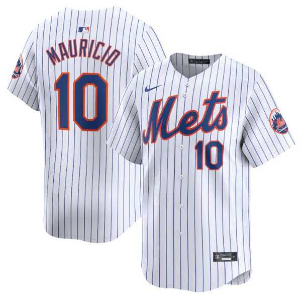Men%27s New York Mets #10 Ronny Mauricio White 2024 Home Limited Stitched Baseball Jersey Dzhi